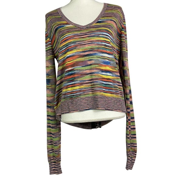 BCBGMaxazria “Ellin” Stripe Open Back Sweater, Small, Silk & Cotton - Picture 11 of 15